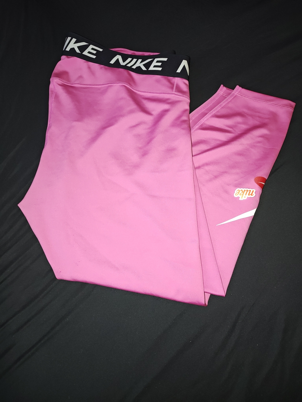 Nike Bright Pink Women's Athletic Leggings with Logo Waistband